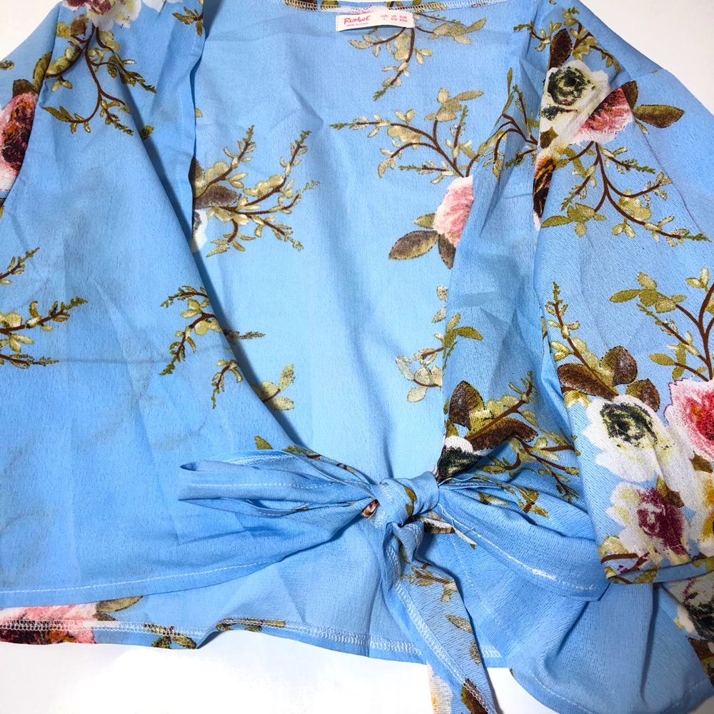 Romwe Floral Wrap Top